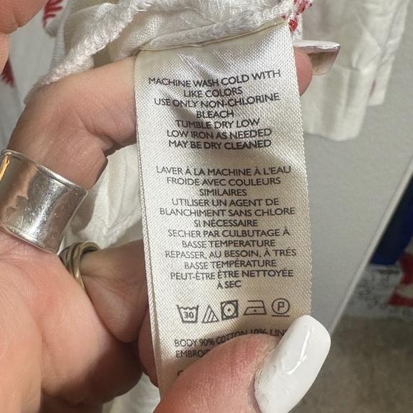 Free People Boho White Emory Embroidered Midi Dress -Oversized Small - NWOT - Picture 13 of 13